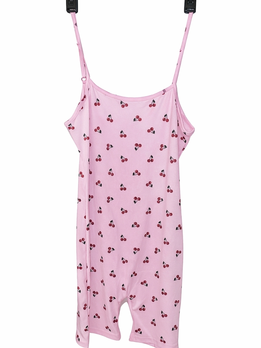 Women's Pink Cherry Print Slip Romper - Picture 2 of 2